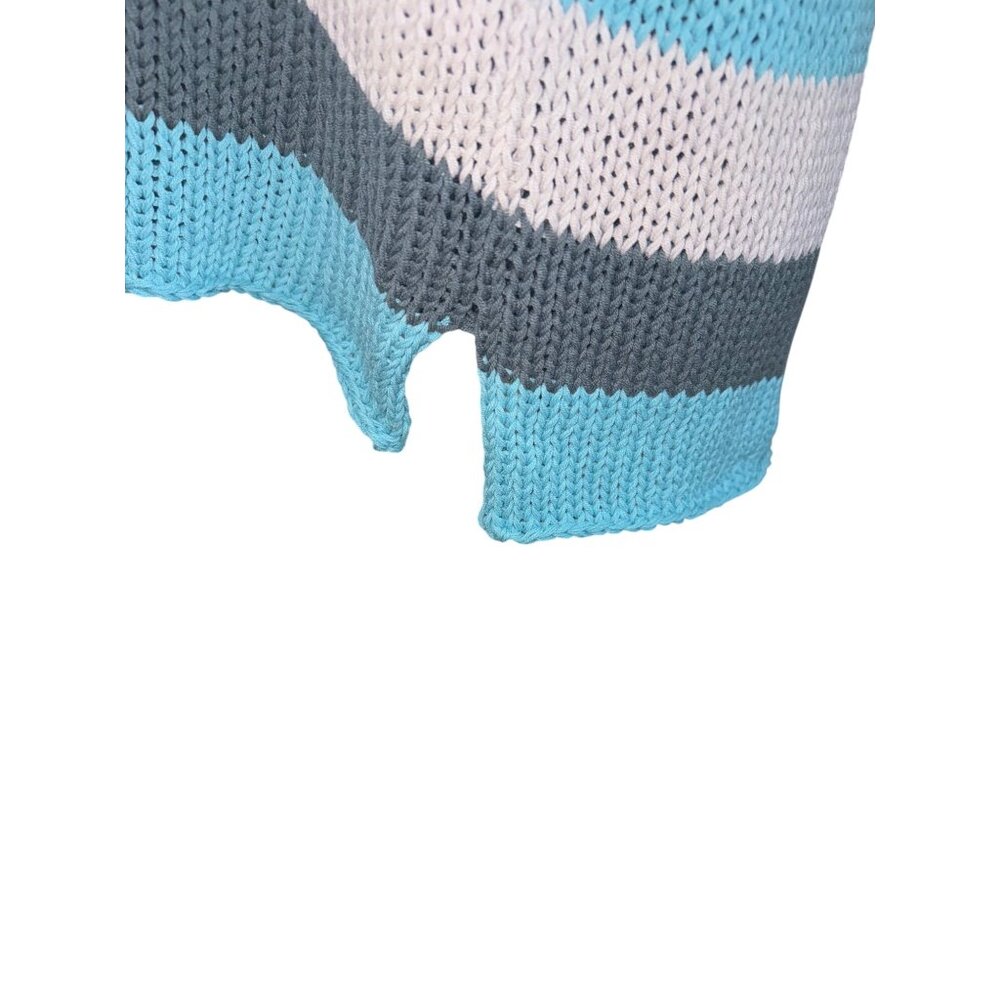 Wooden Ships Kenzie Blue Striped Open Knit Sweater M Sustainable Coastal Nautica - Picture 9 of 10